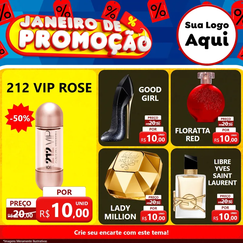 Modelo de Rede Social para Feed Facebook com o tema Janeiro de Promoção para Perfumes
