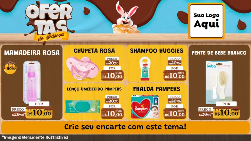 Modelo de TV para TV Horizontal com o tema Ofertas de Páscoa para Bebês