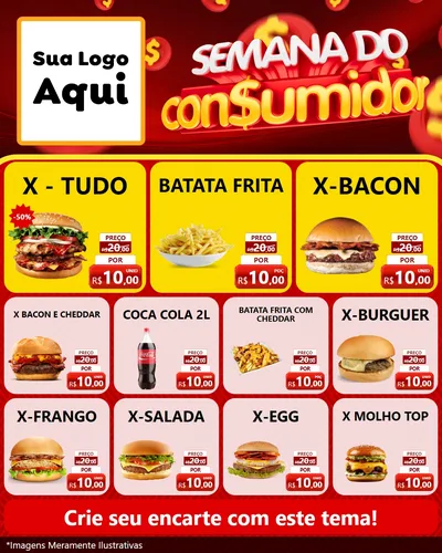 Modelo de Rede Social para Feed Instagram com o tema Semana do Consumidor para Hamburgueria