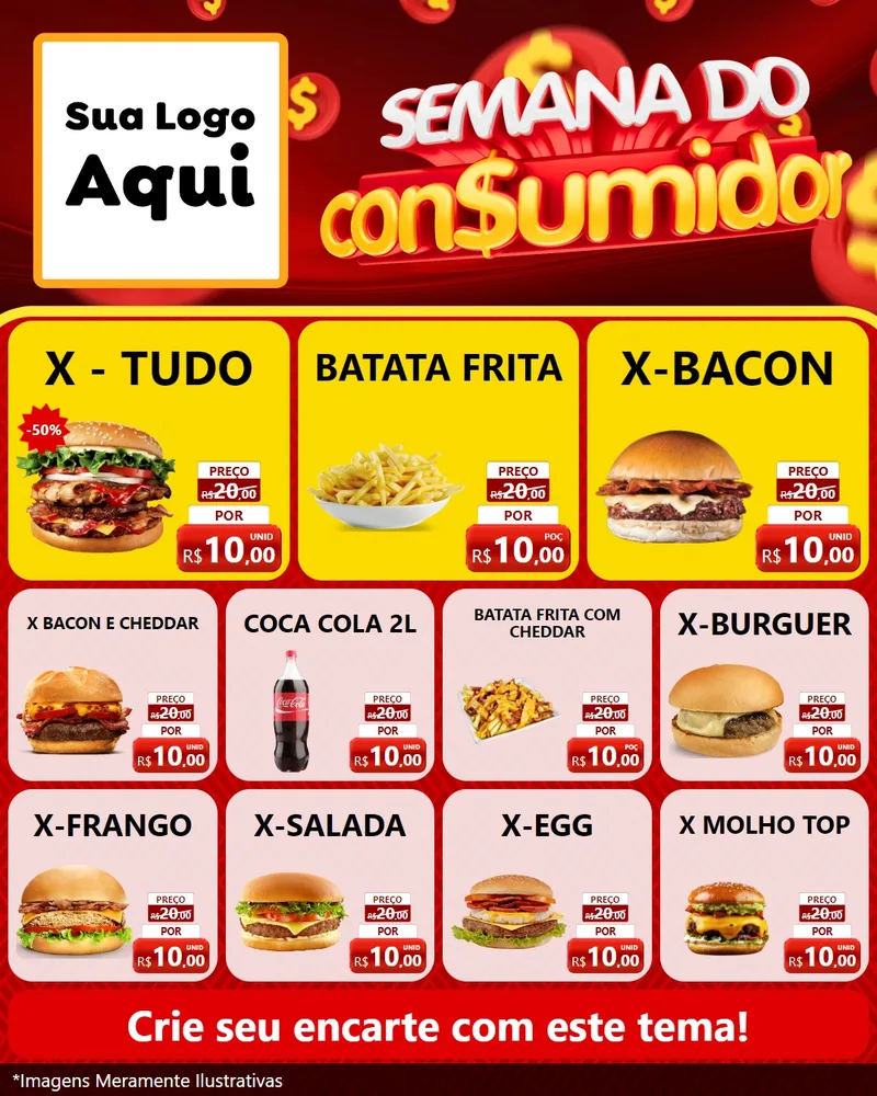 Modelo de Rede Social para Feed Instagram com o tema Semana do Consumidor para Hamburgueria