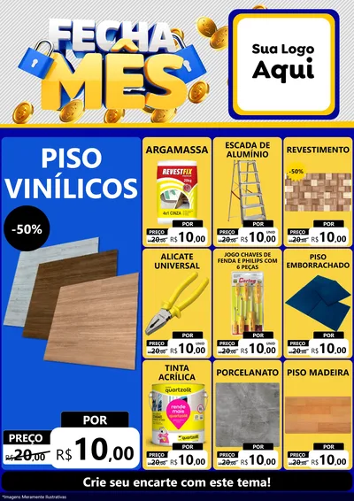 Modelo de Encarte para Encarte A4 Vertical com o tema Fecha Mês para Material para Construção