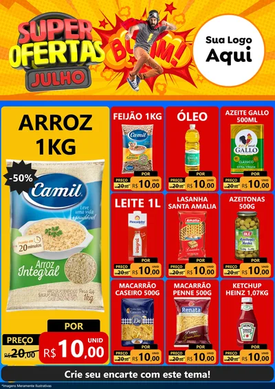Modelo de Encarte para Encarte A4 Vertical com o tema Super Ofertas Julho para Supermercado