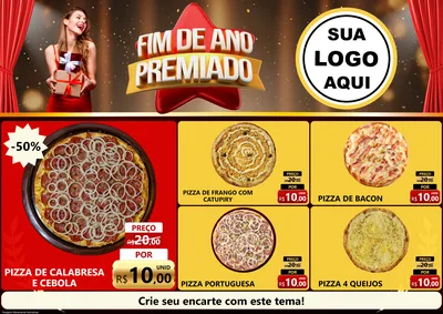 Modelo de Encarte para Encarte A4 Horizontal com o tema Fim de Ano Premiado para Pizzaria