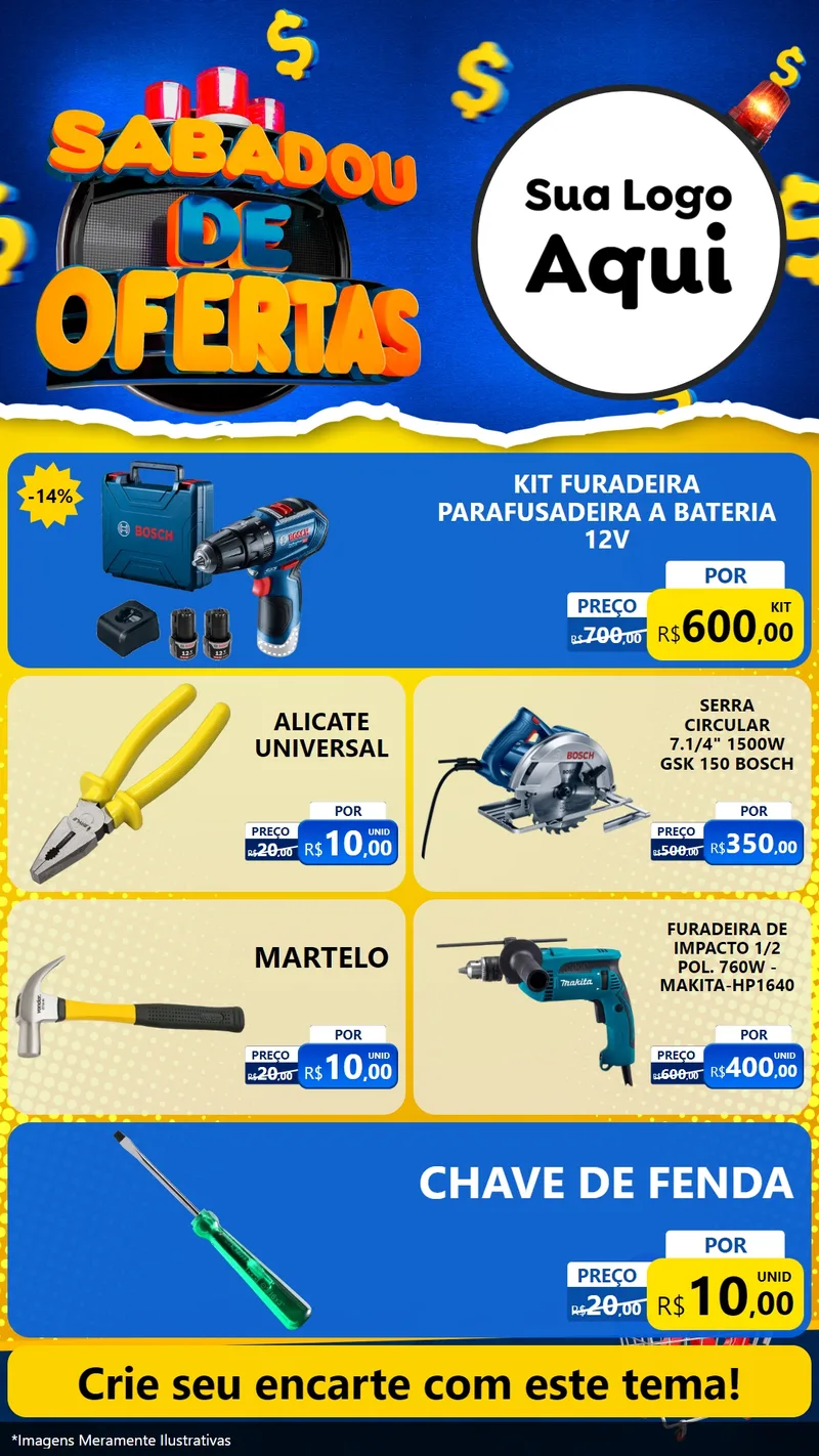 Modelo de TV para TV Vertical com o tema Sabadou de Ofertas para Maquinas e Ferramentas