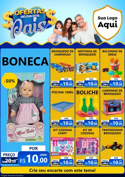 Modelo de Encarte para Encarte A4 Vertical com o tema Ofertas do Dia dos Pais para Brinquedos