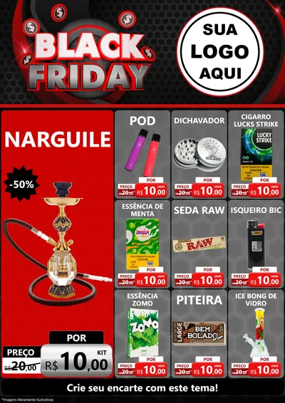 Modelo de Encarte para Encarte A4 Vertical com o tema Black Friday para Tabacaria