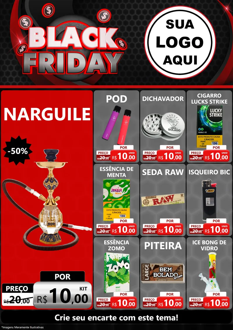 Modelo de Encarte para Encarte A4 Vertical com o tema Black Friday para Tabacaria