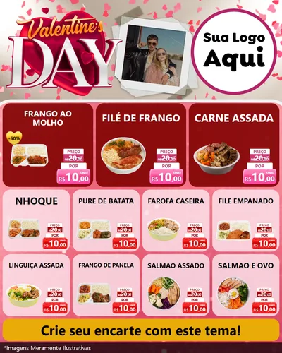 Modelo de Rede Social para Feed Instagram com o tema Valentine's Day para Restaurante