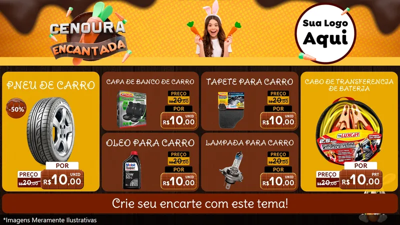 Modelo de TV para TV Horizontal com o tema Cenoura Encantada - Páscoa para Auto peças