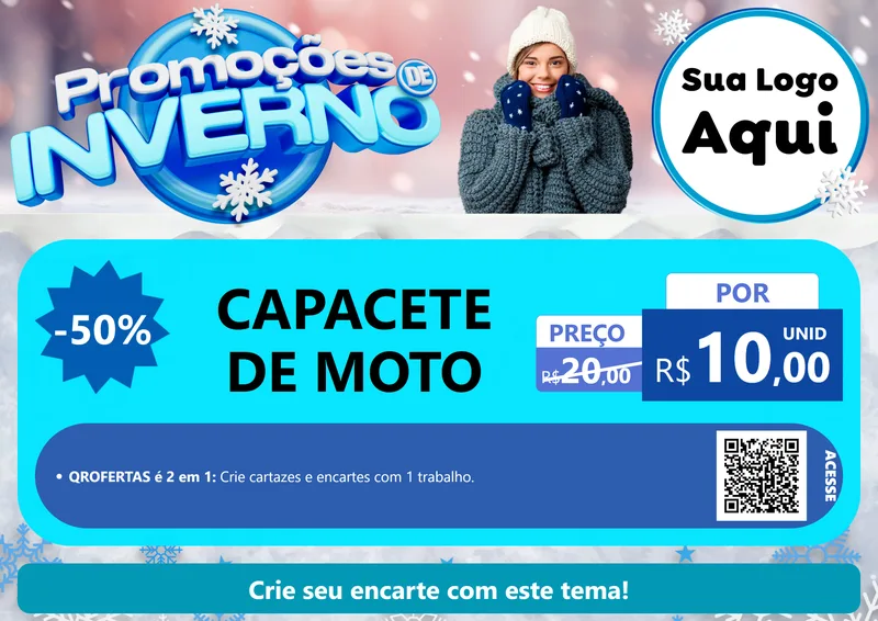 Modelo de Cartaz para Cartaz A4 Horizontal com o tema Promoções de Inverno para Moto peças