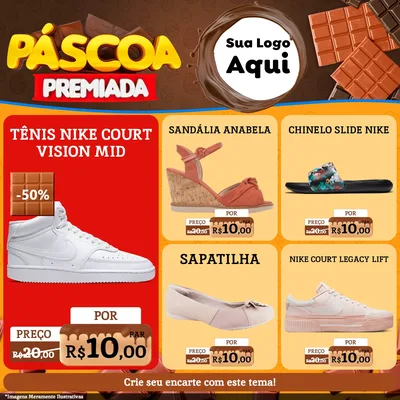 Modelo de Rede Social para Feed Facebook com o tema Páscoa Premiada para Calçados