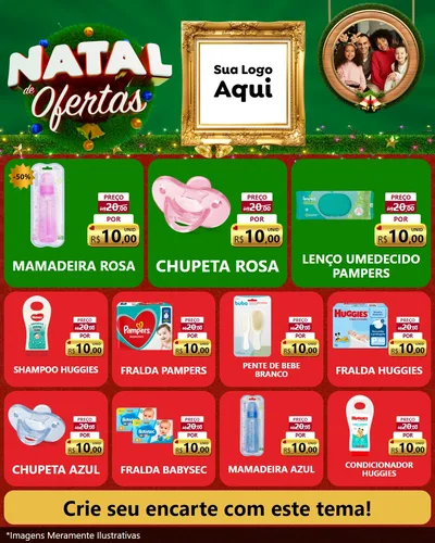Modelo de Rede Social para Feed Instagram com o tema Natal de Ofertas para Bebês
