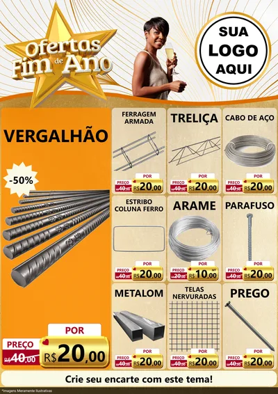 Modelo de Encarte para Encarte A4 Vertical com o tema Ofertas Fim de Ano para Ferragens