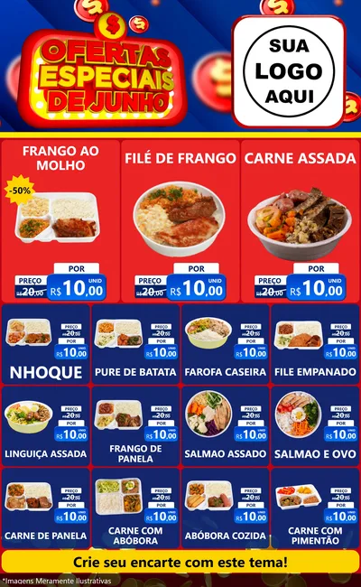 Modelo de Encarte para Encarte Grande com o tema Ofertas Especiais de Junho para Restaurante