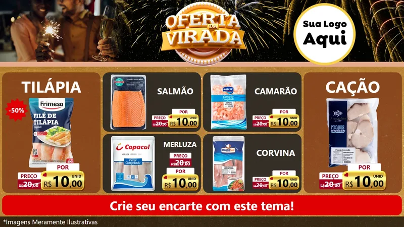 Modelo de TV para TV Horizontal com o tema Oferta da Virada para Peixaria