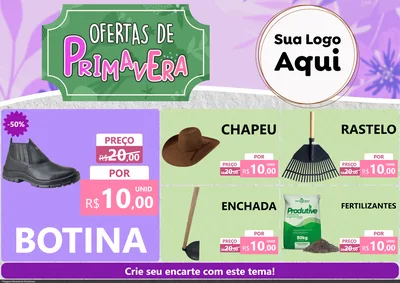 Modelo de Encarte para Encarte A4 Horizontal com o tema Ofertas de Primavera para Agropecuária