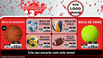 Modelo de TV para TV Horizontal com o tema Promoção de Aniversário - 2 Anos para Artigos Esportivos