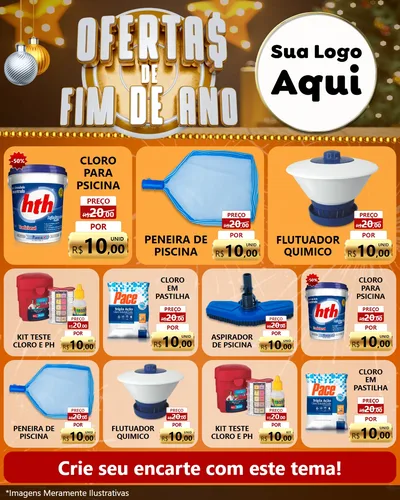 Modelo de Rede Social para Feed Instagram com o tema Ofertas de Fim de Ano para Produtos para Piscina