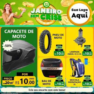 Modelo de Rede Social para Feed Facebook com o tema Janeiro Sem Crise para Moto peças