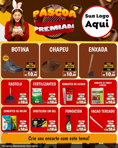 Modelo de Rede Social para Feed Instagram com o tema Páscoa Premiada para Agropecuária