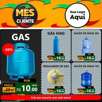 Modelo de Rede Social para Feed Facebook com o tema Mês do Cliente para Água e gás
