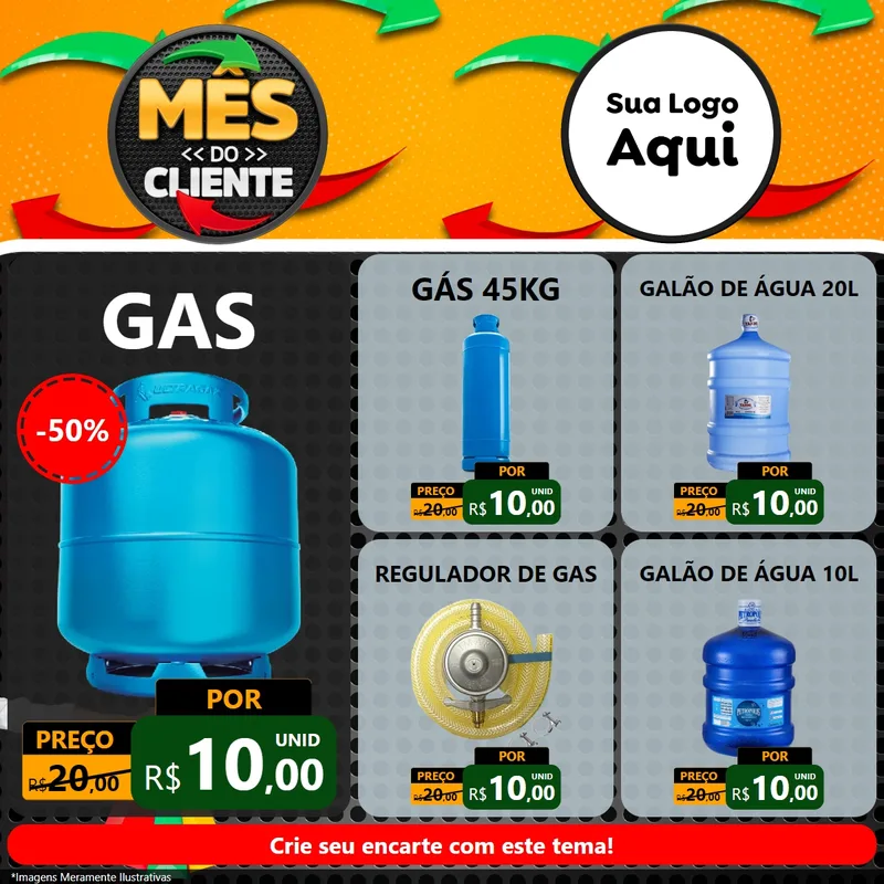 Modelo de Rede Social para Feed Facebook com o tema Mês do Cliente para Água e gás