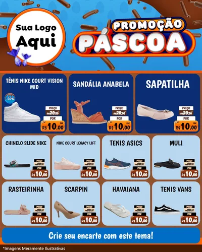 Modelo de Rede Social para Feed Instagram com o tema Promoção Páscoa para Calçados