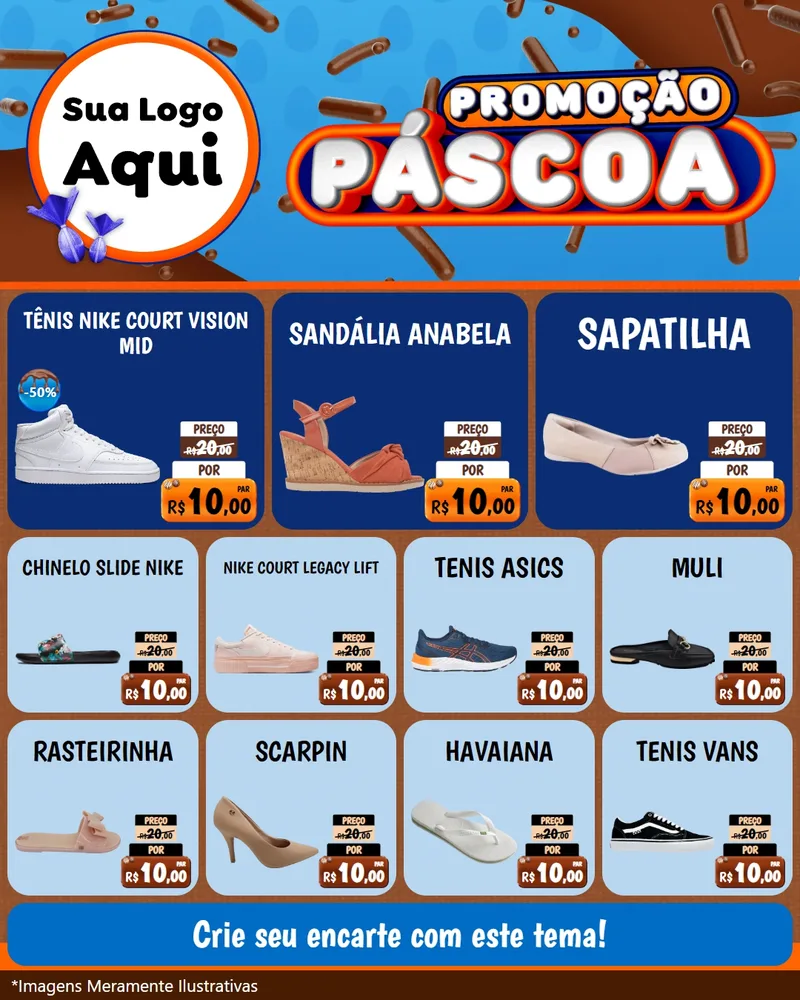 Modelo de Rede Social para Feed Instagram com o tema Promoção Páscoa para Calçados