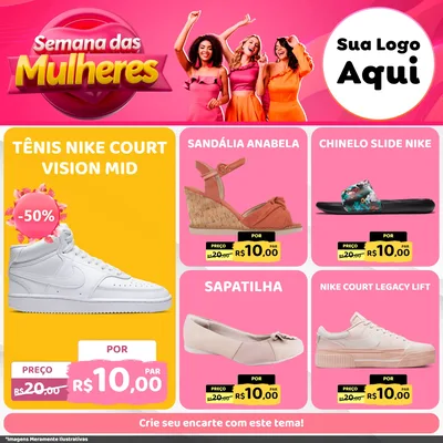 Modelo de Rede Social para Feed Facebook com o tema Semana das Mulheres para Calçados