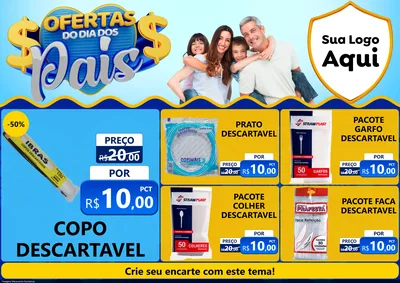 Modelo de Encarte para Encarte A4 Horizontal com o tema Ofertas do Dia dos Pais para Embalagens
