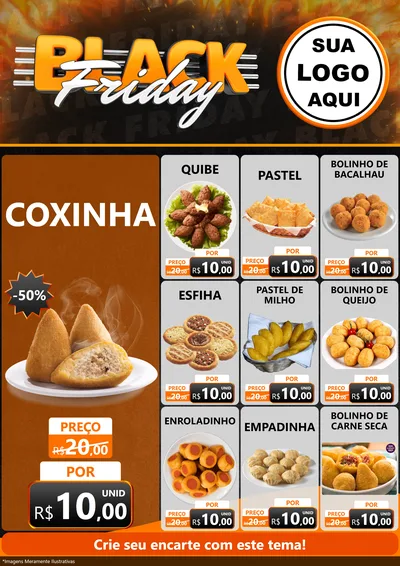 Modelo de Encarte para Encarte A4 Vertical com o tema Black Friday para Salgadaria