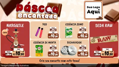 Modelo de TV para TV Horizontal com o tema Páscoa Encantada para Tabacaria