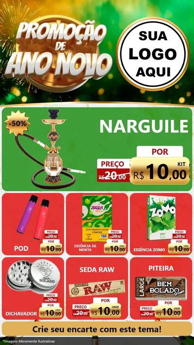 Modelo de Rede Social para Stories com o tema Promoção de Ano Novo para Tabacaria