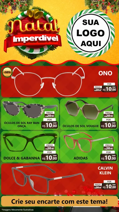 Modelo de TV para TV Vertical com o tema Natal Imperdível para Óticas