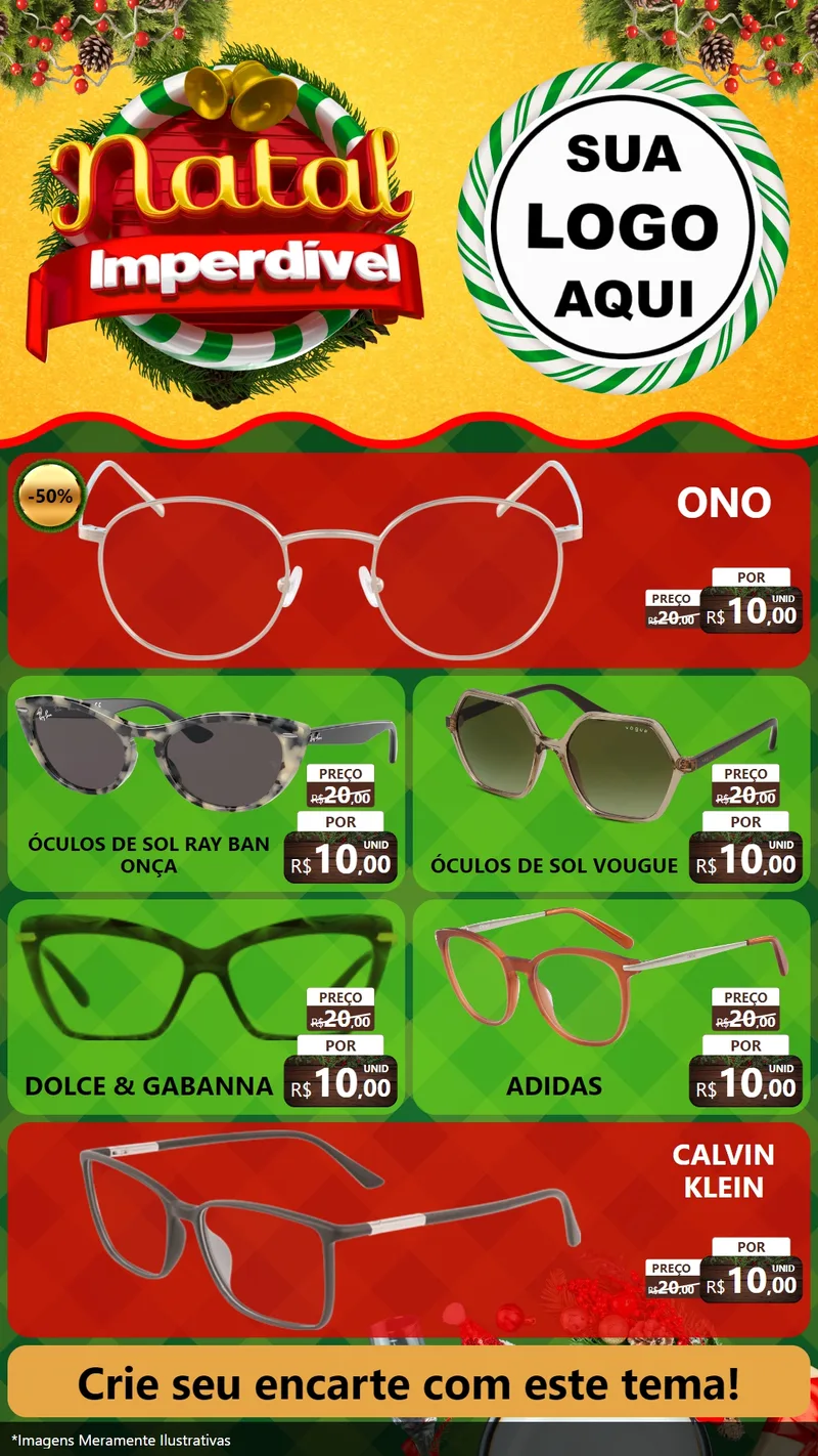 Modelo de TV para TV Vertical com o tema Natal Imperdível para Óticas