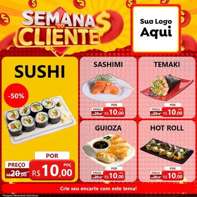 Modelo de Rede Social para Feed Facebook com o tema Semana do Cliente para Comida japonesa
