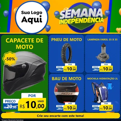 Modelo de Rede Social para Feed Facebook com o tema Semana da Independência para Moto peças