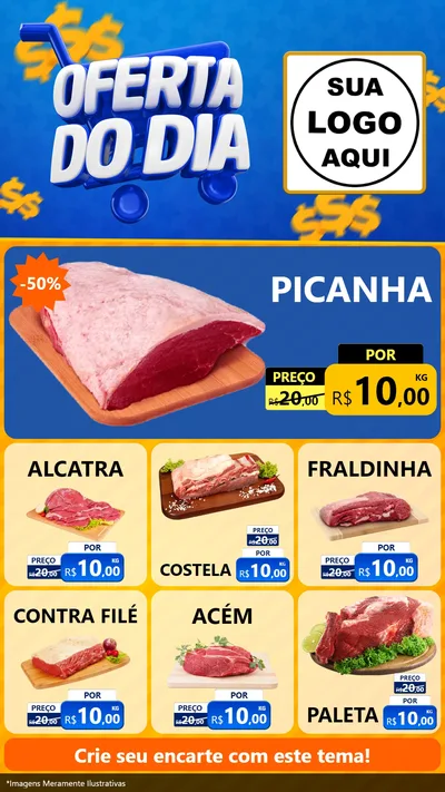 Modelo de Rede Social para Stories com o tema Oferta do Dia para Açougue