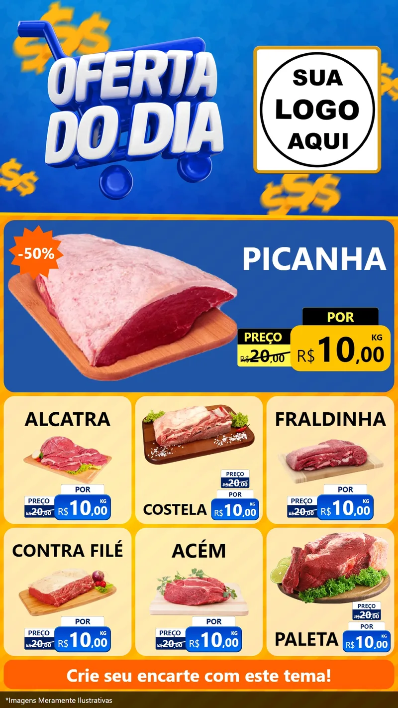Modelo de Rede Social para Stories com o tema Oferta do Dia para Açougue