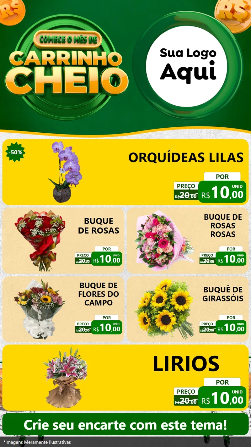 Modelo de TV para TV Vertical com o tema Carrinho Cheio para Floricultura e jardim