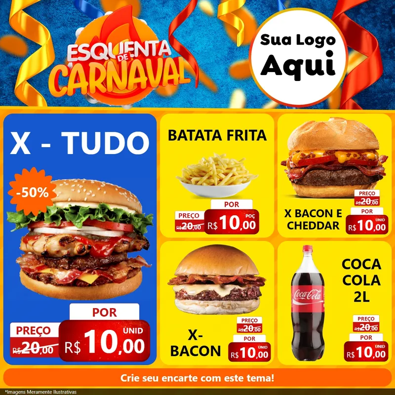 Modelo de Rede Social para Feed Facebook com o tema Esquenta de Carnaval para Hamburgueria