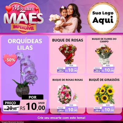 Modelo de Rede Social para Feed Facebook com o tema Mês das Mães Imperdível para Floricultura e jardim