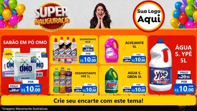 Modelo de TV para TV Horizontal com o tema Super Inauguração para Produtos de Limpeza