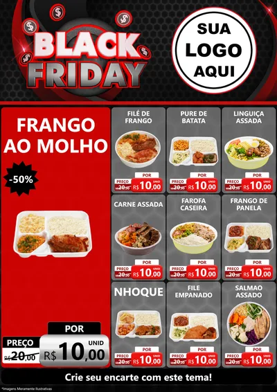Modelo de Encarte para Encarte A4 Vertical com o tema Black Friday para Restaurante