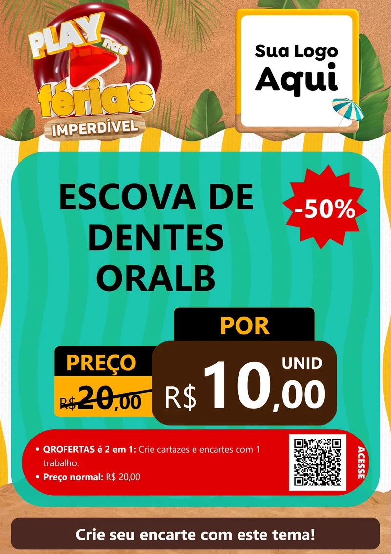 Modelo de Cartaz para Cartaz A4 Vertical com o tema Play Nas Férias Imperdível para Higiene Pessoal