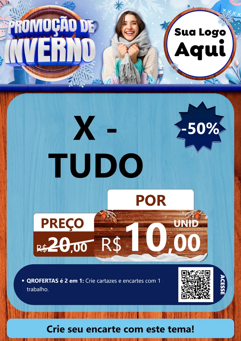 Modelo de Cartaz para Cartaz A4 Vertical com o tema Promoção de Inverno para Hamburgueria