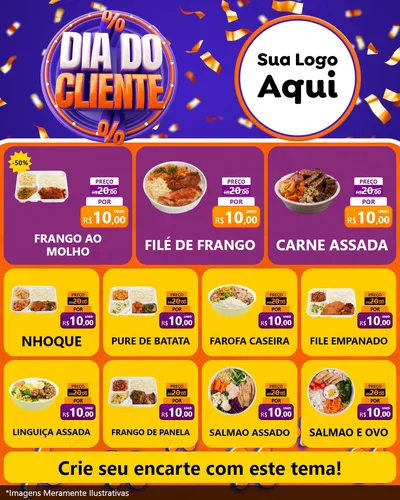 Modelo de Rede Social para Feed Instagram com o tema Dia do Cliente para Restaurante