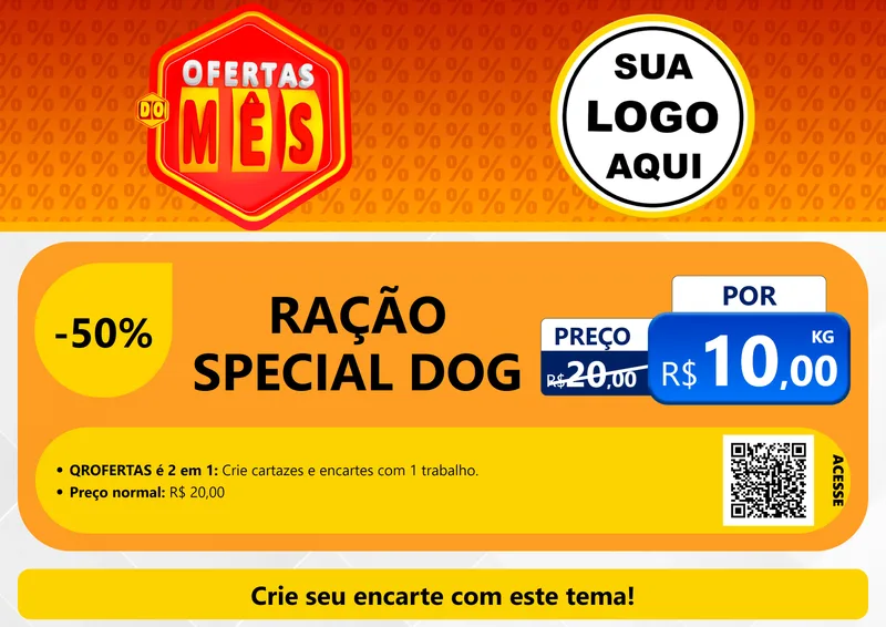 Modelo de Cartaz para Cartaz A4 Horizontal com o tema Ofertas do Mês para Pet Shop