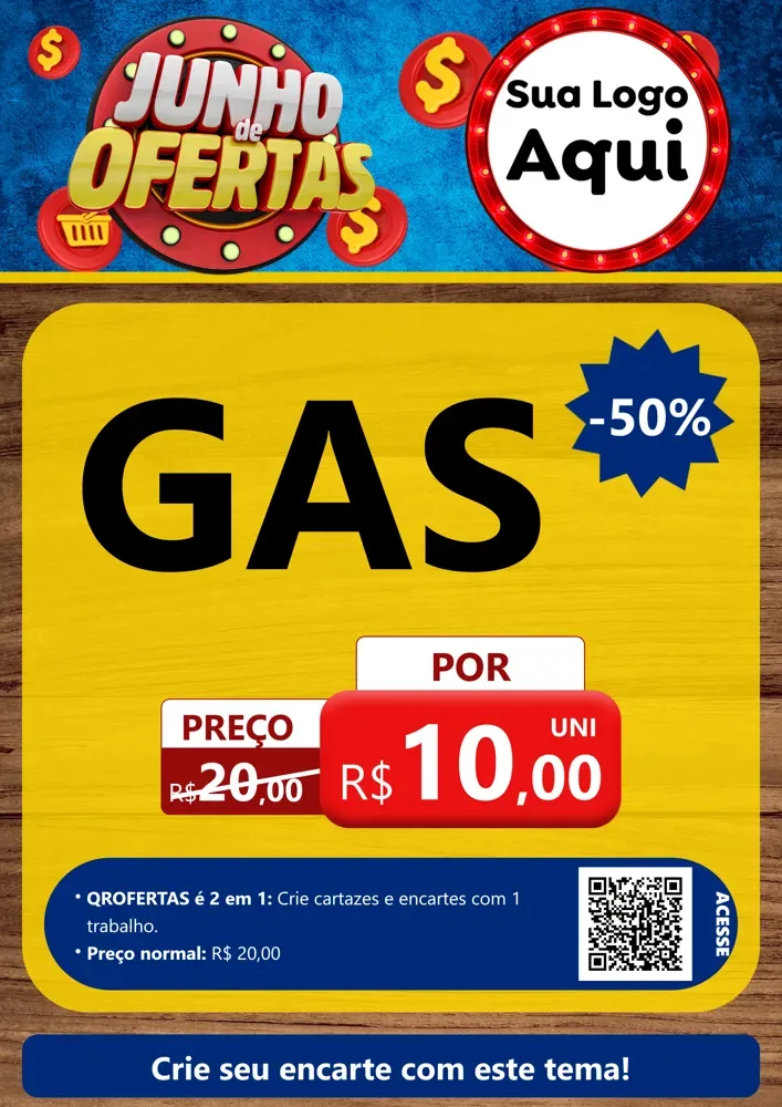 Modelo de Cartaz para Cartaz A4 Vertical com o tema Junho de Ofertas para Água e gás