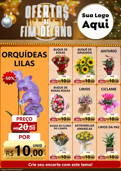 Modelo de Encarte para Encarte A4 Vertical com o tema Ofertas de Fim de Ano para Floricultura e jardim